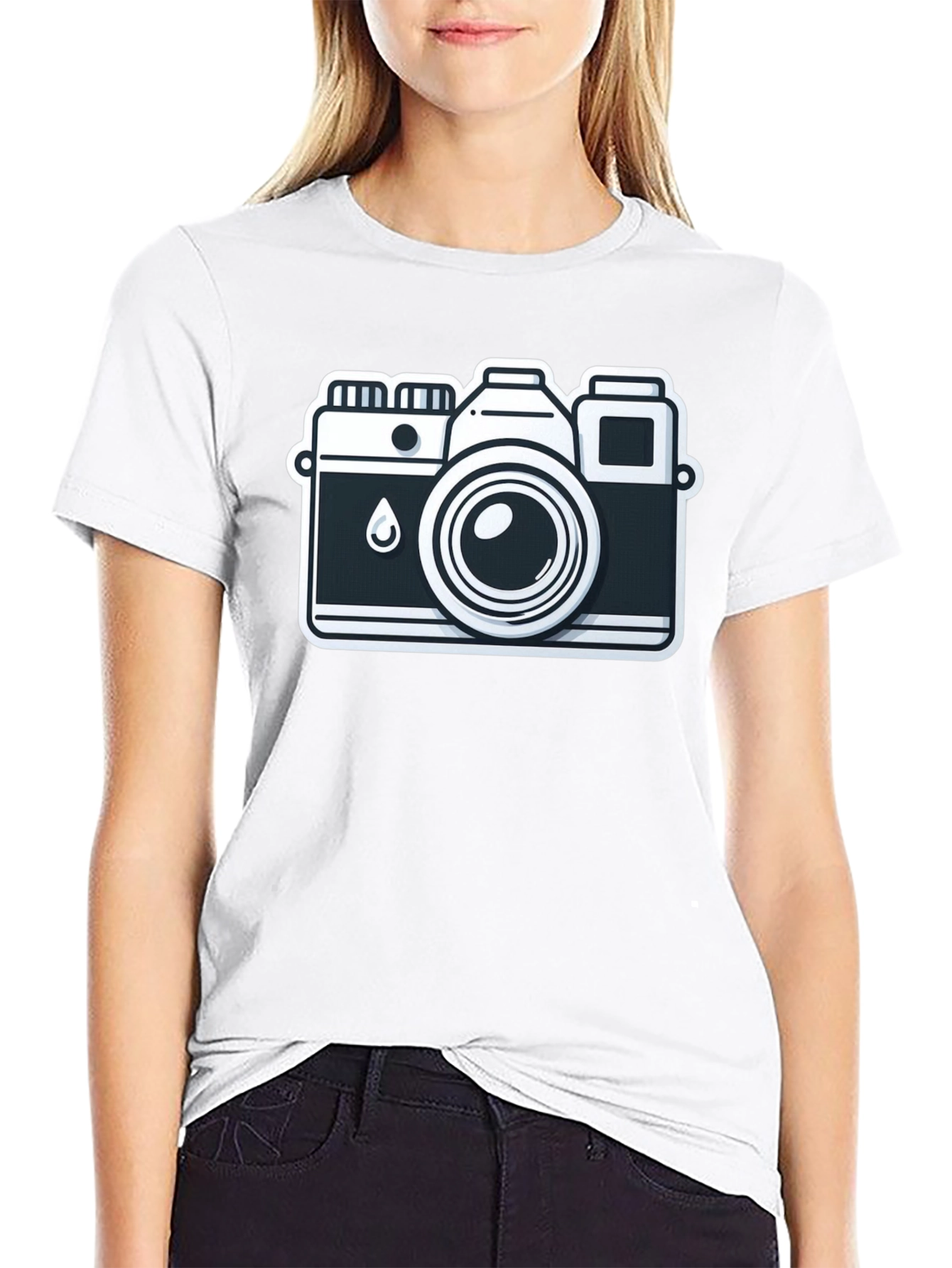 Retro Camera Graphic Tee - Black