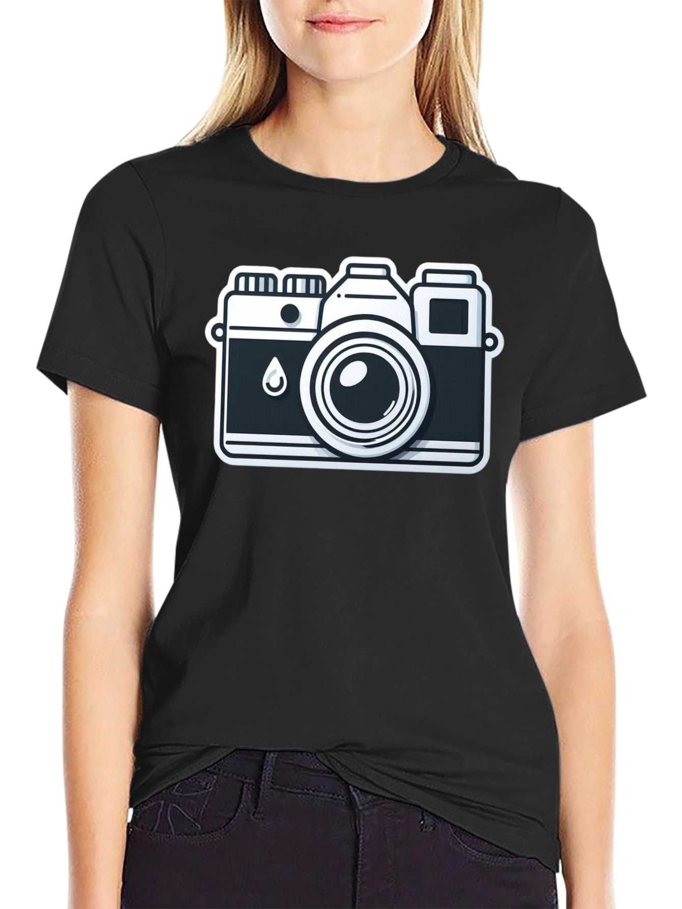 Retro Camera Graphic Tee - Black