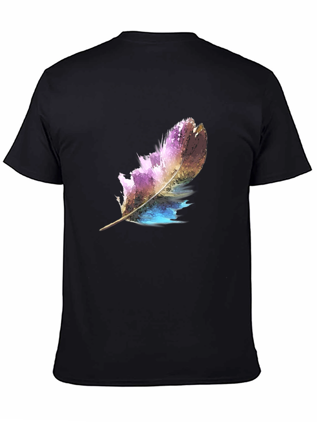 Feather Graphic Print Black T-Shirt
