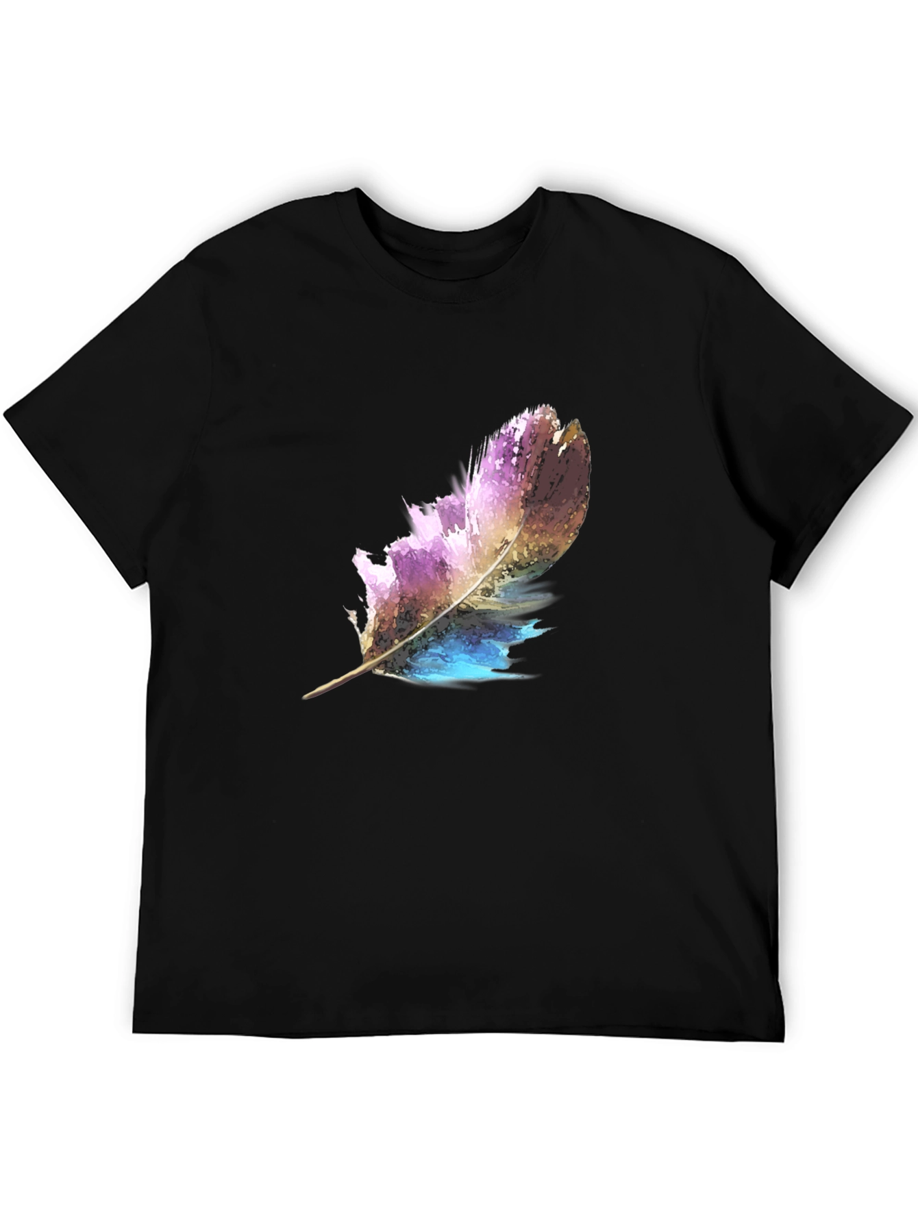 Feather Graphic Print Black T-Shirt