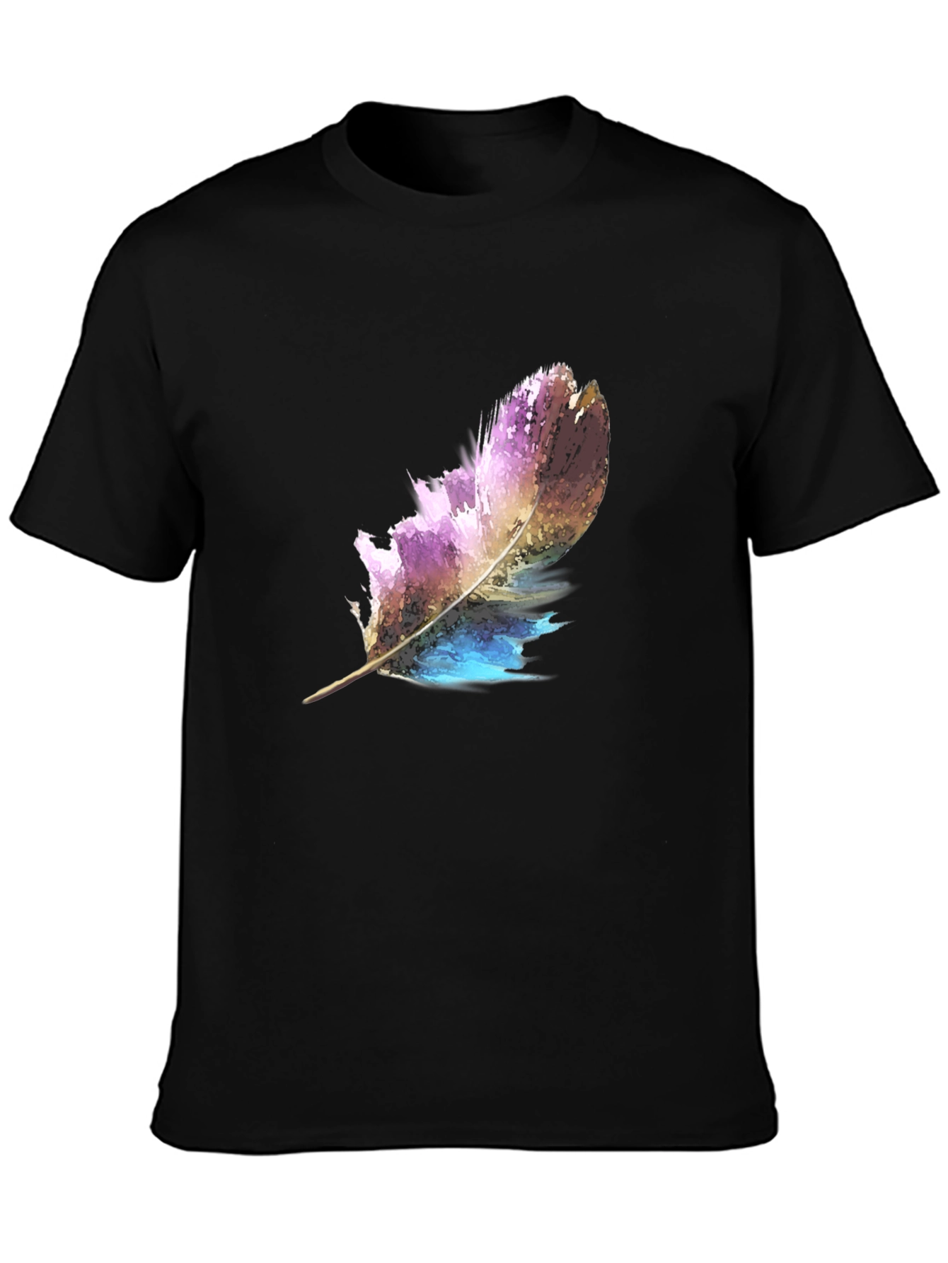 Feather Graphic Print Black T-Shirt