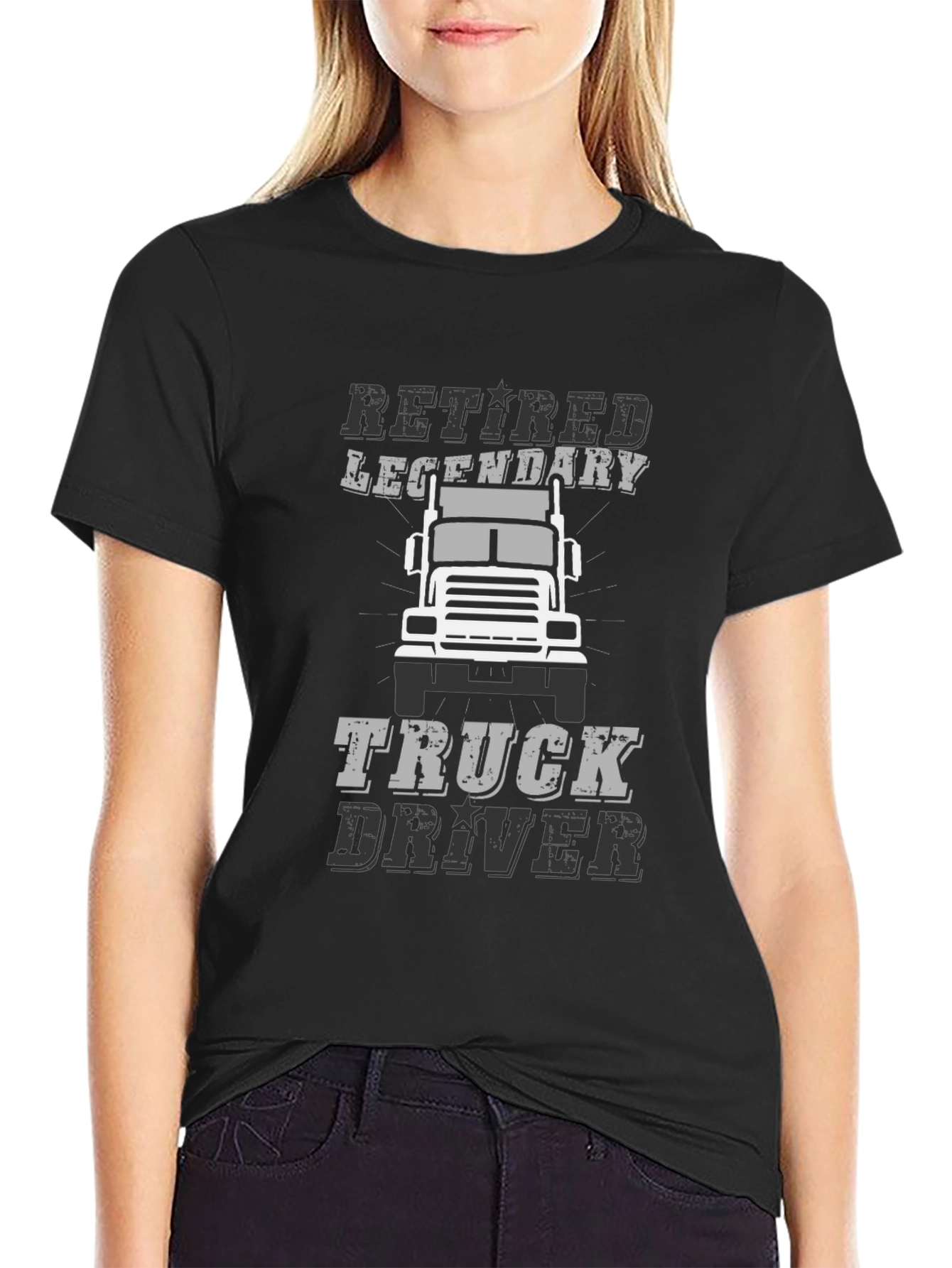 Retired Legendary Truck Driver Black T-Shirt