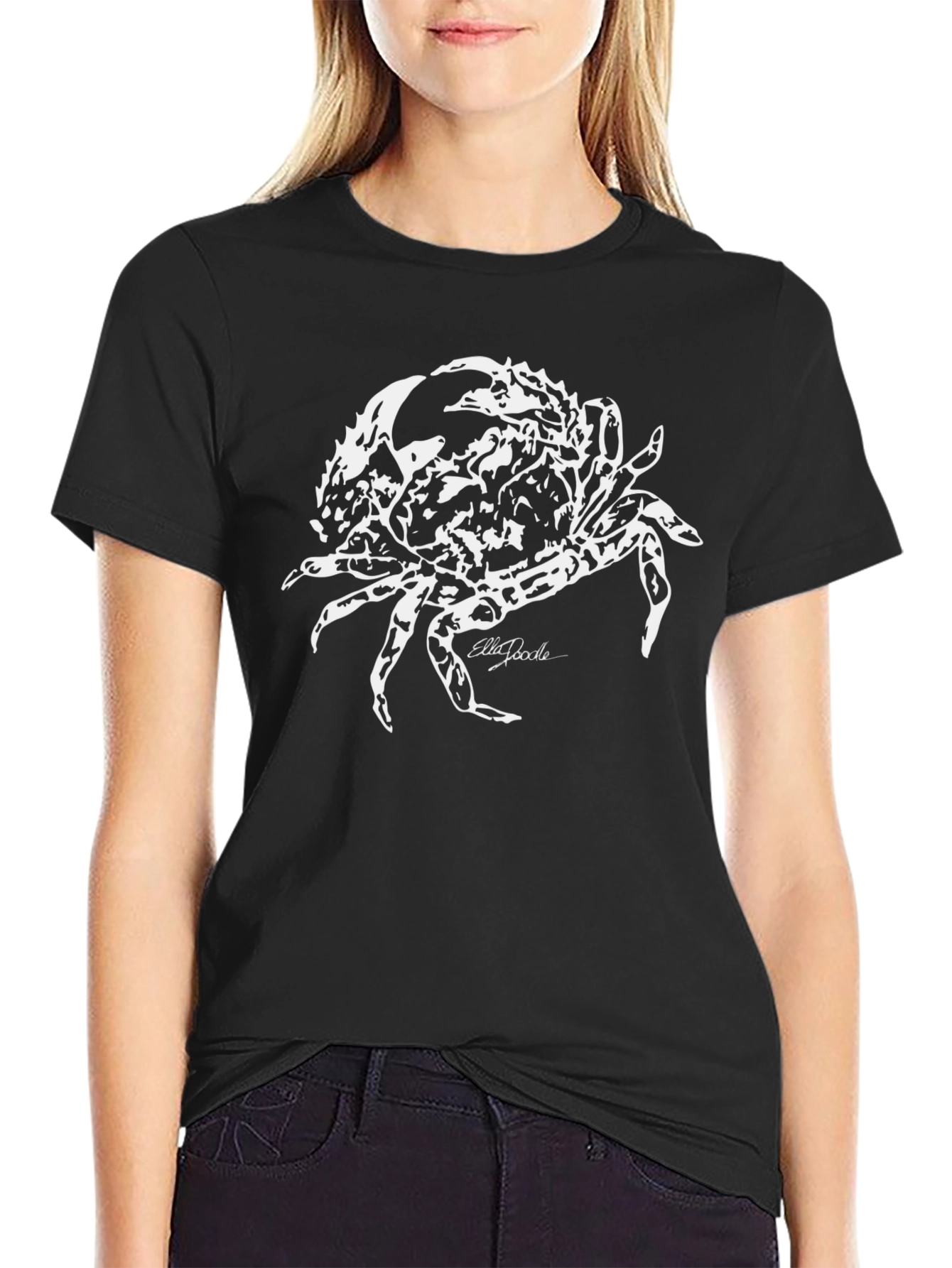 Crab Graphic Print T-Shirt - Bold Black Tee