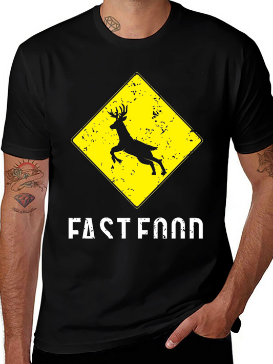 Fast Food Deer Crossing Graphic T-Shirt