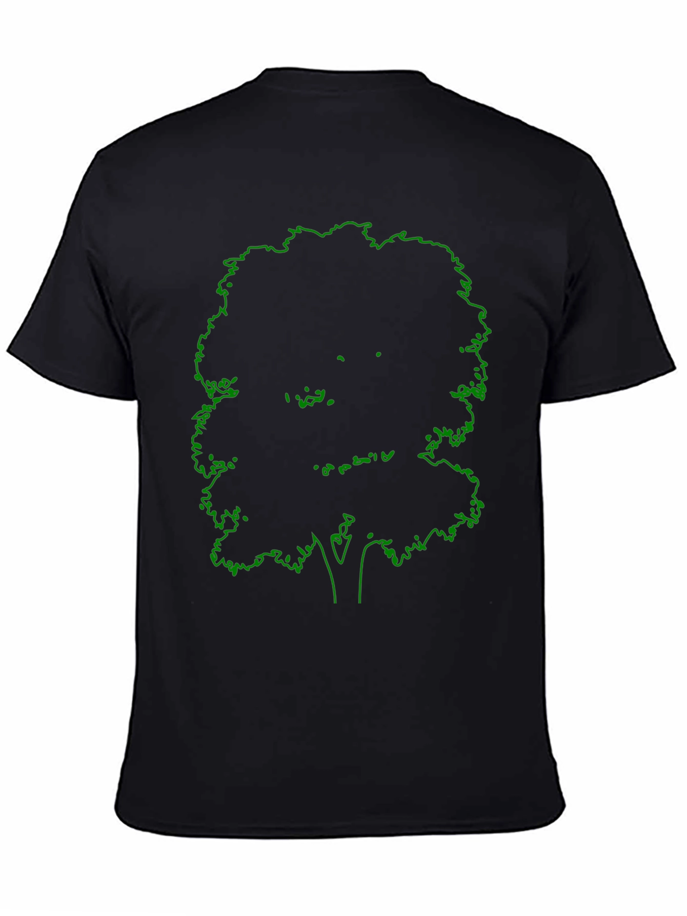 Black T-Shirt with Green Tree Outline Design