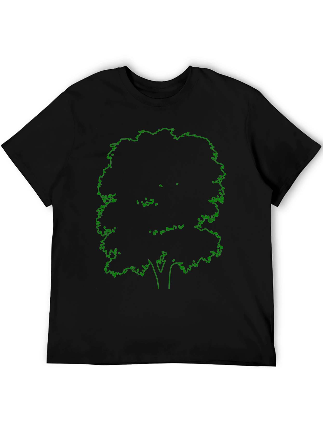 Black T-Shirt with Green Tree Outline Design