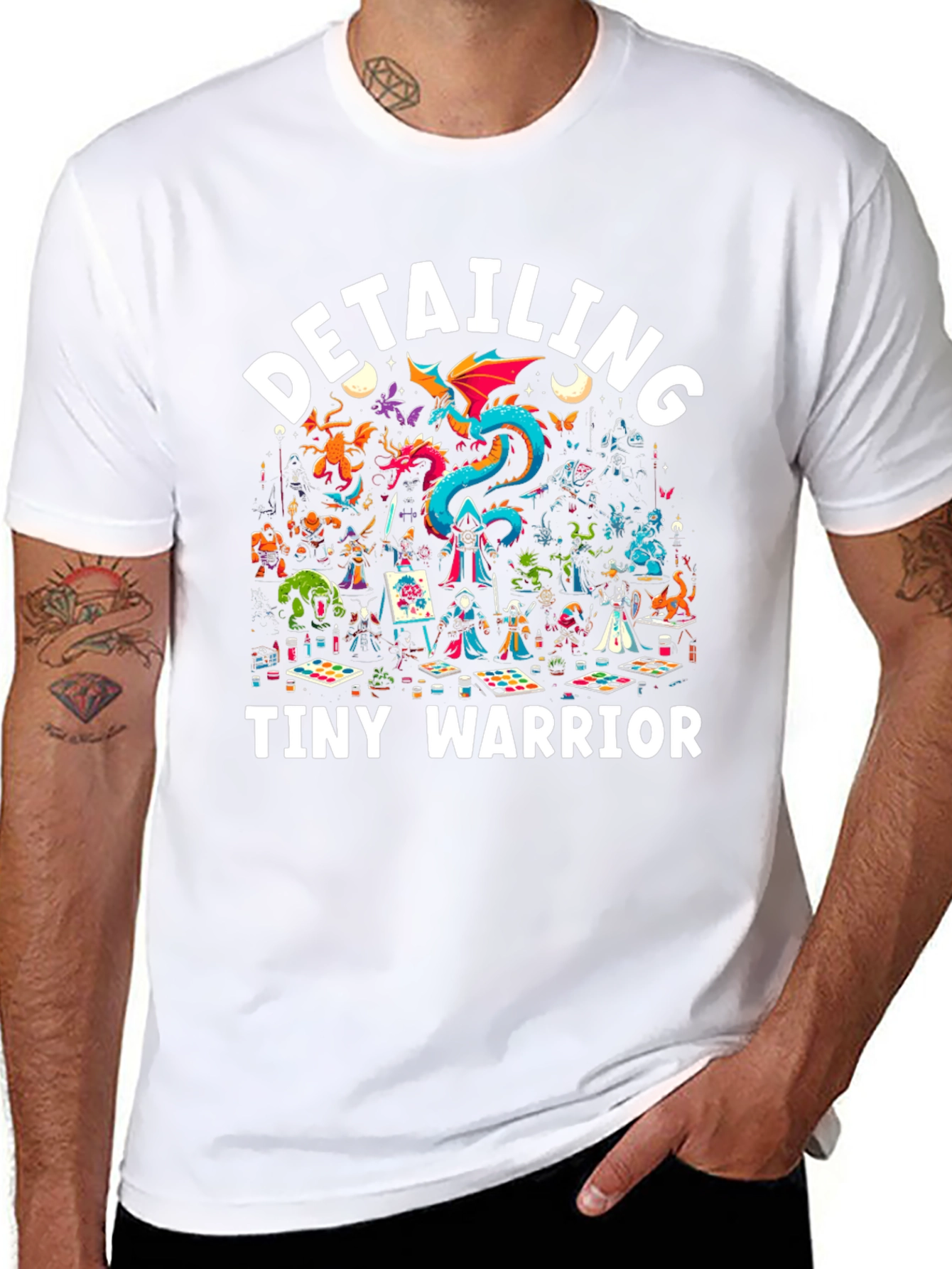 Detailing Tiny Warrior Graphic Black T-Shirt