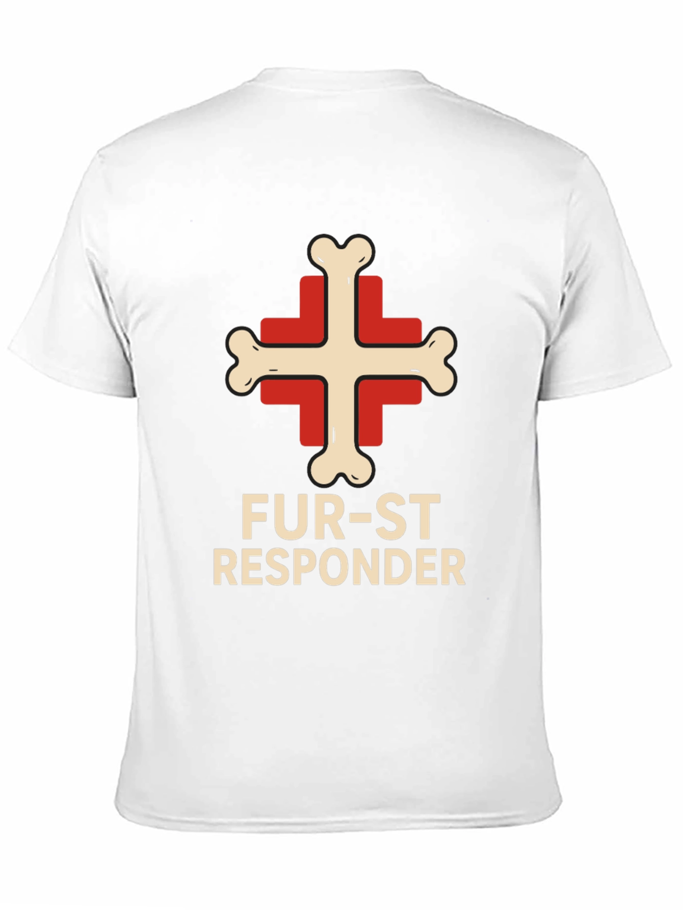 Fur-st Responder T-Shirt Bone Cross Design Black Tee