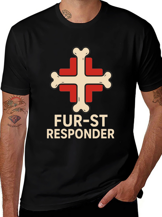Fur-st Responder T-Shirt Bone Cross Design Black Tee