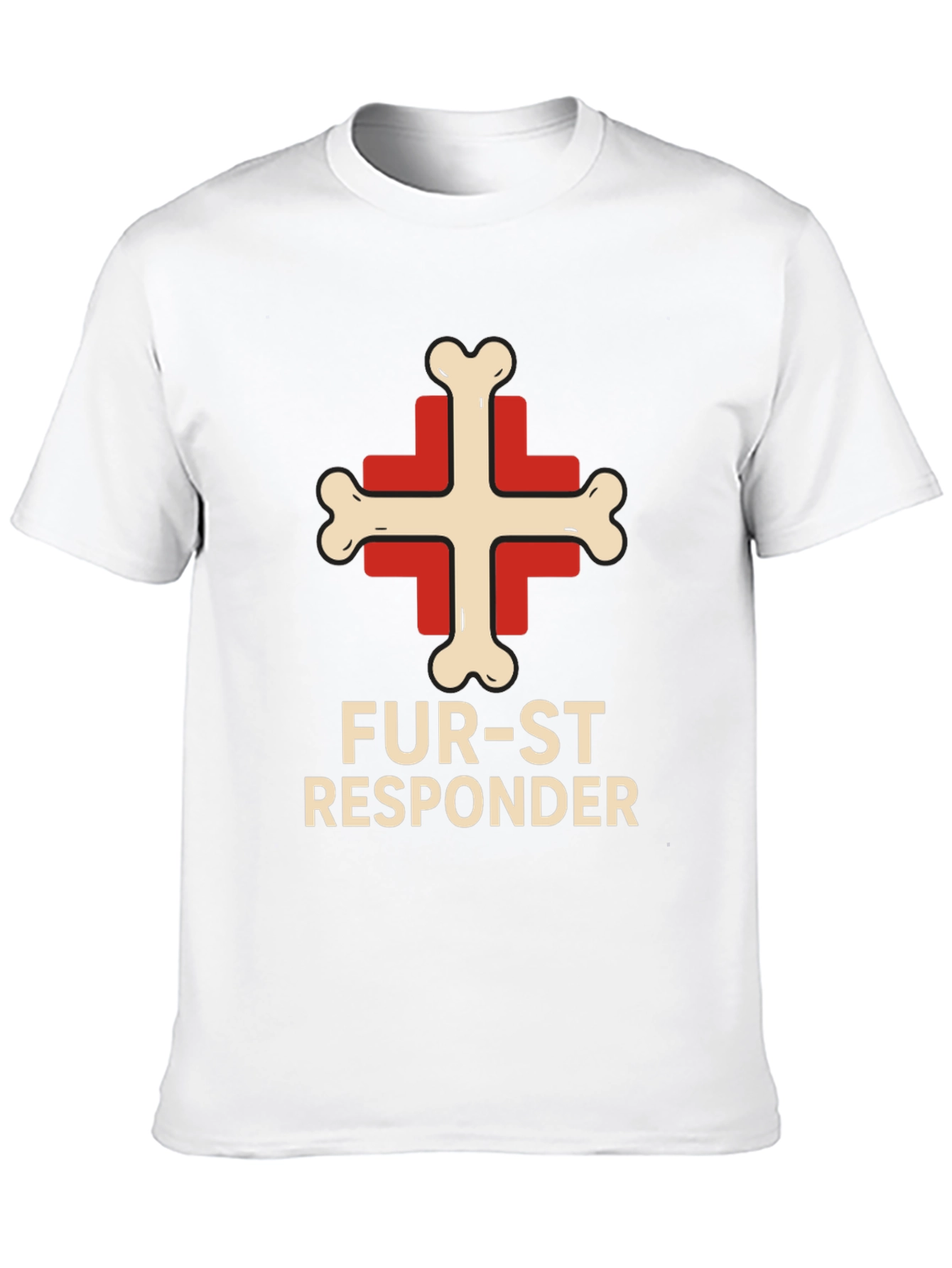 Fur-st Responder T-Shirt Bone Cross Design Black Tee
