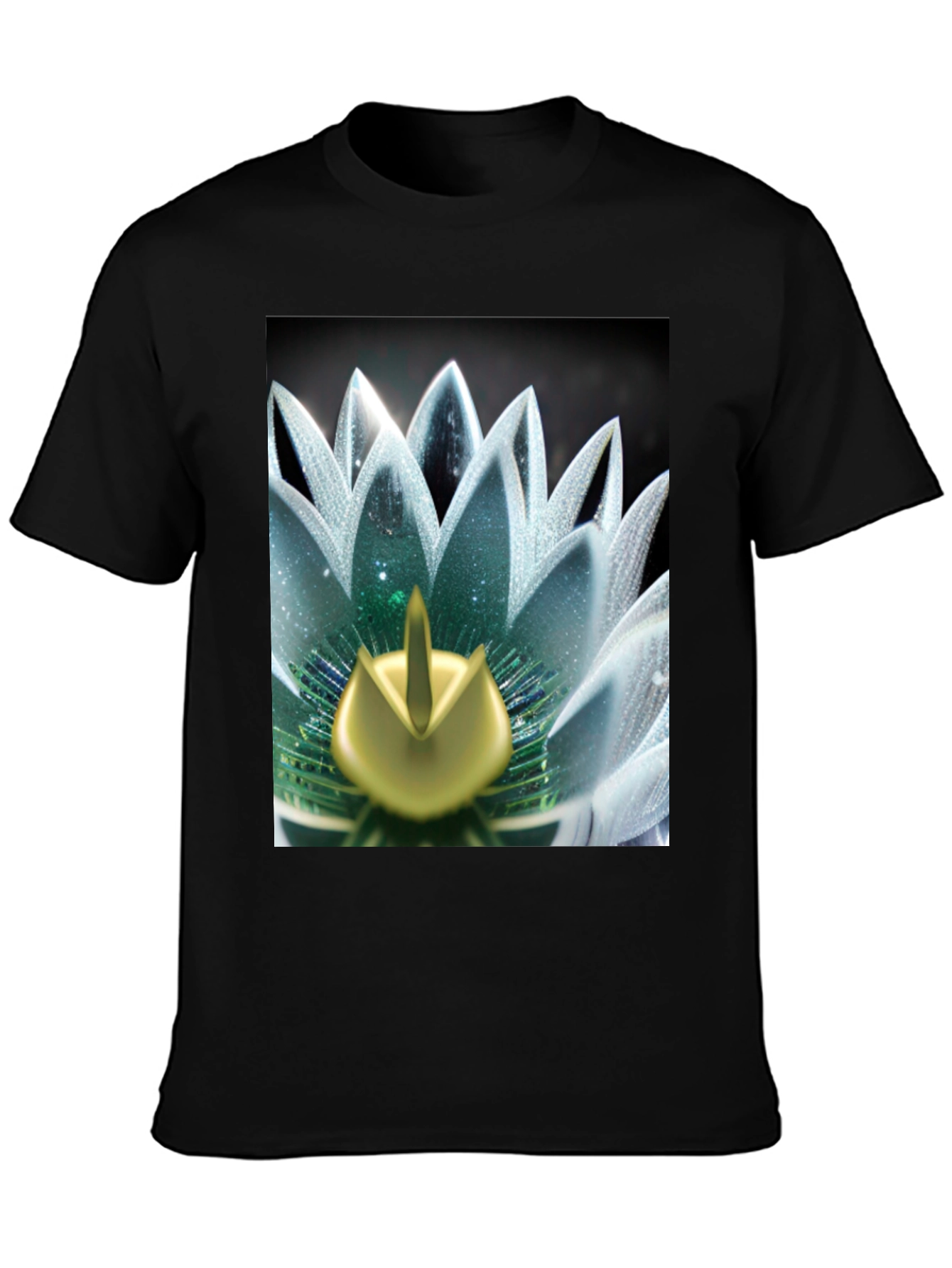 Lotus Flower Graphic Tee - Black Cotton Blend