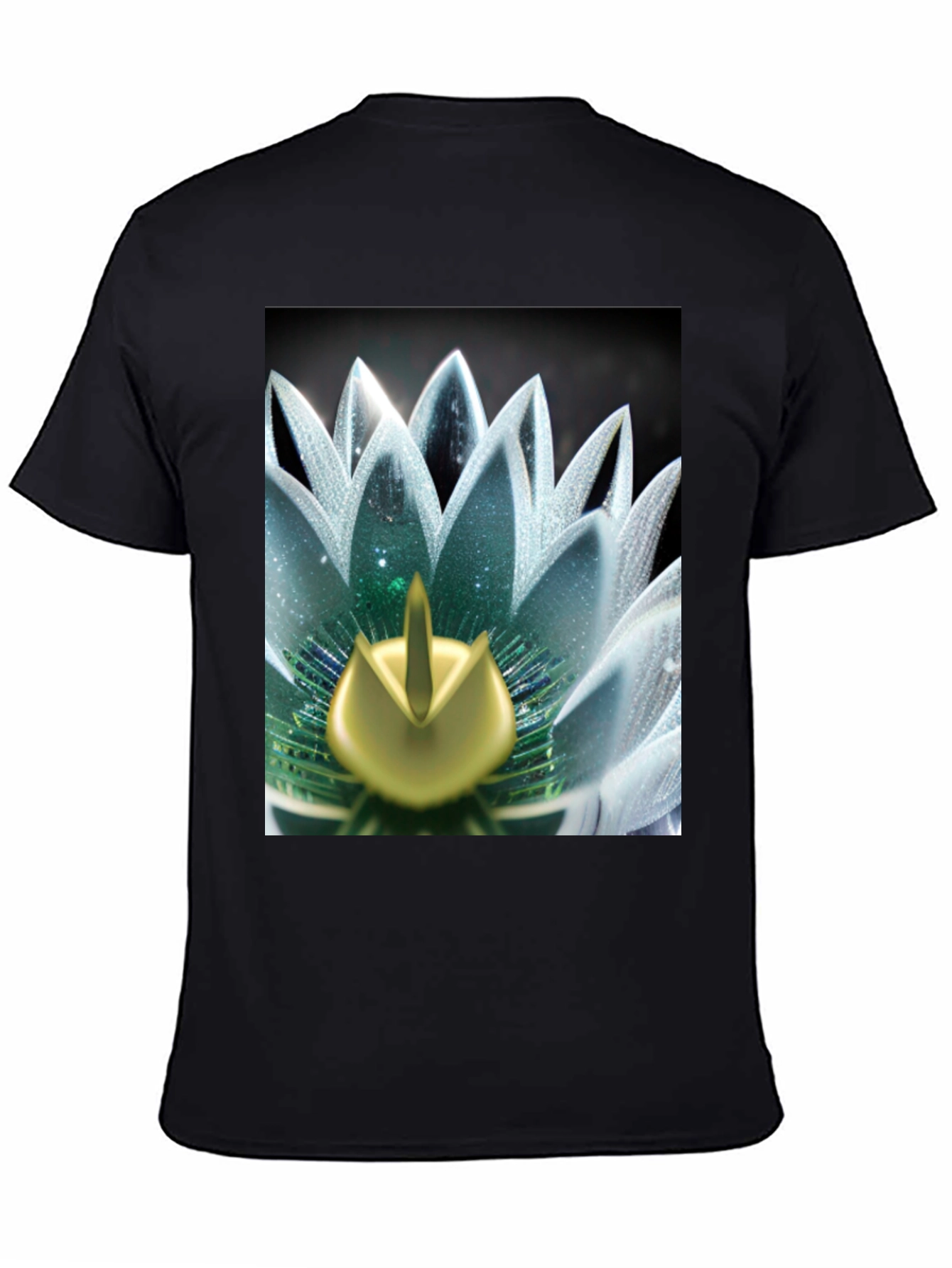 Lotus Flower Graphic Tee - Black Cotton Blend