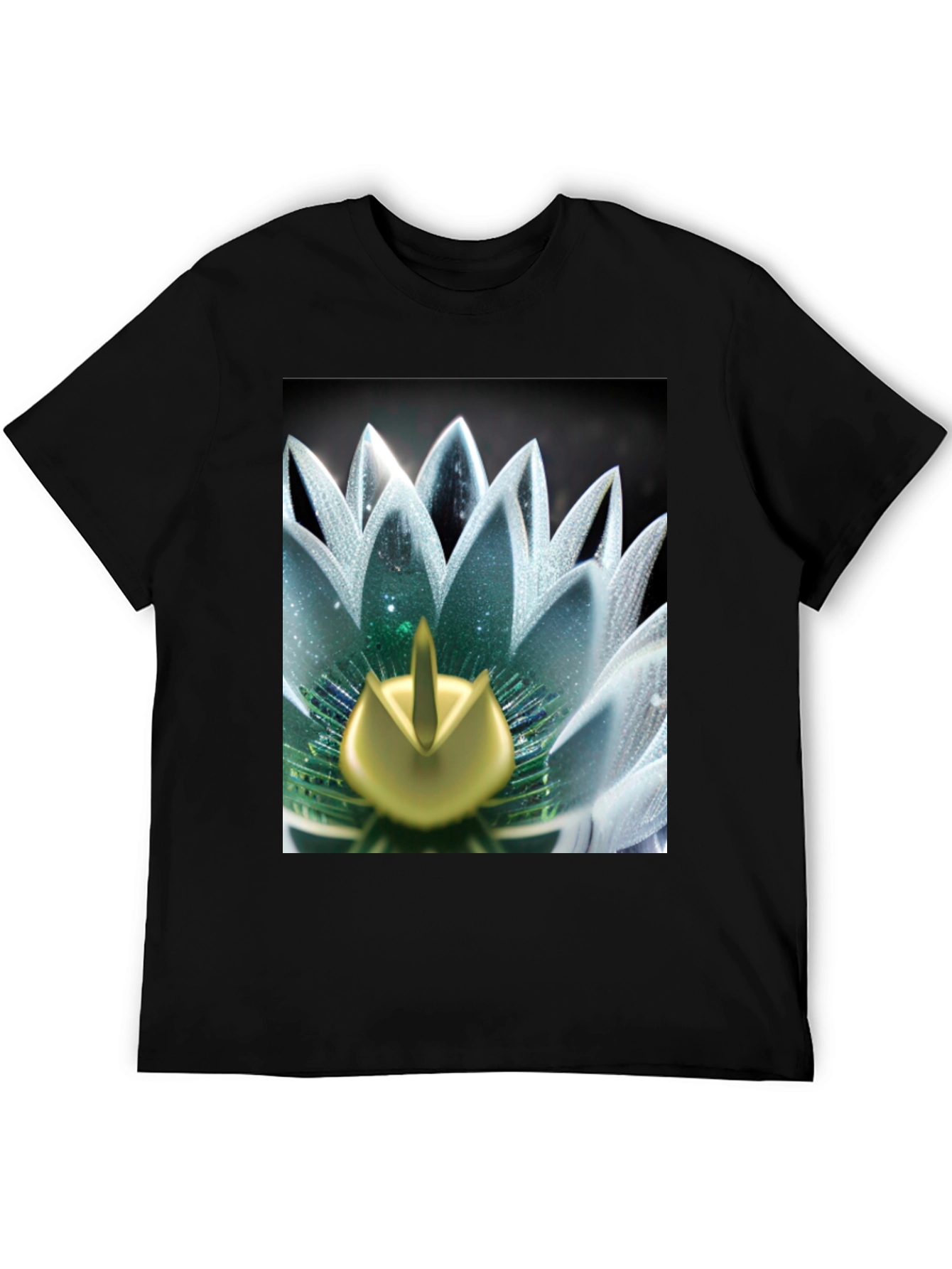 Lotus Flower Graphic Tee - Black Cotton Blend