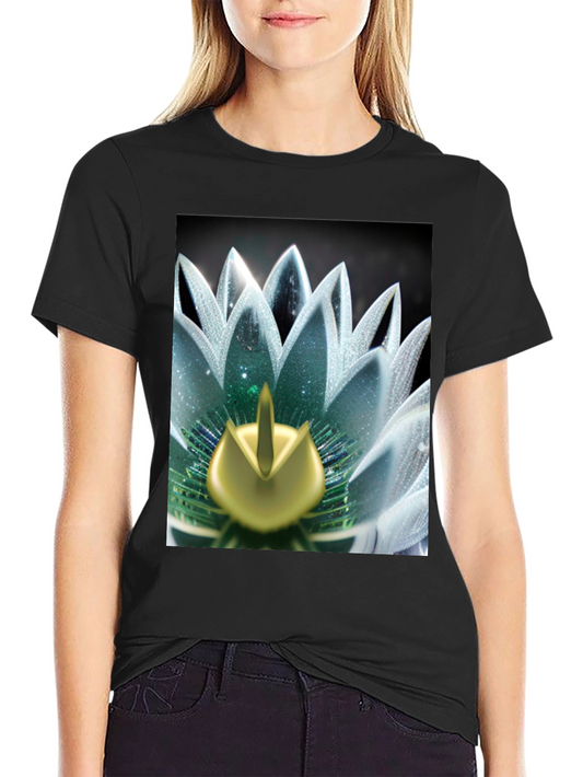 Lotus Flower Graphic Tee - Black Cotton Blend