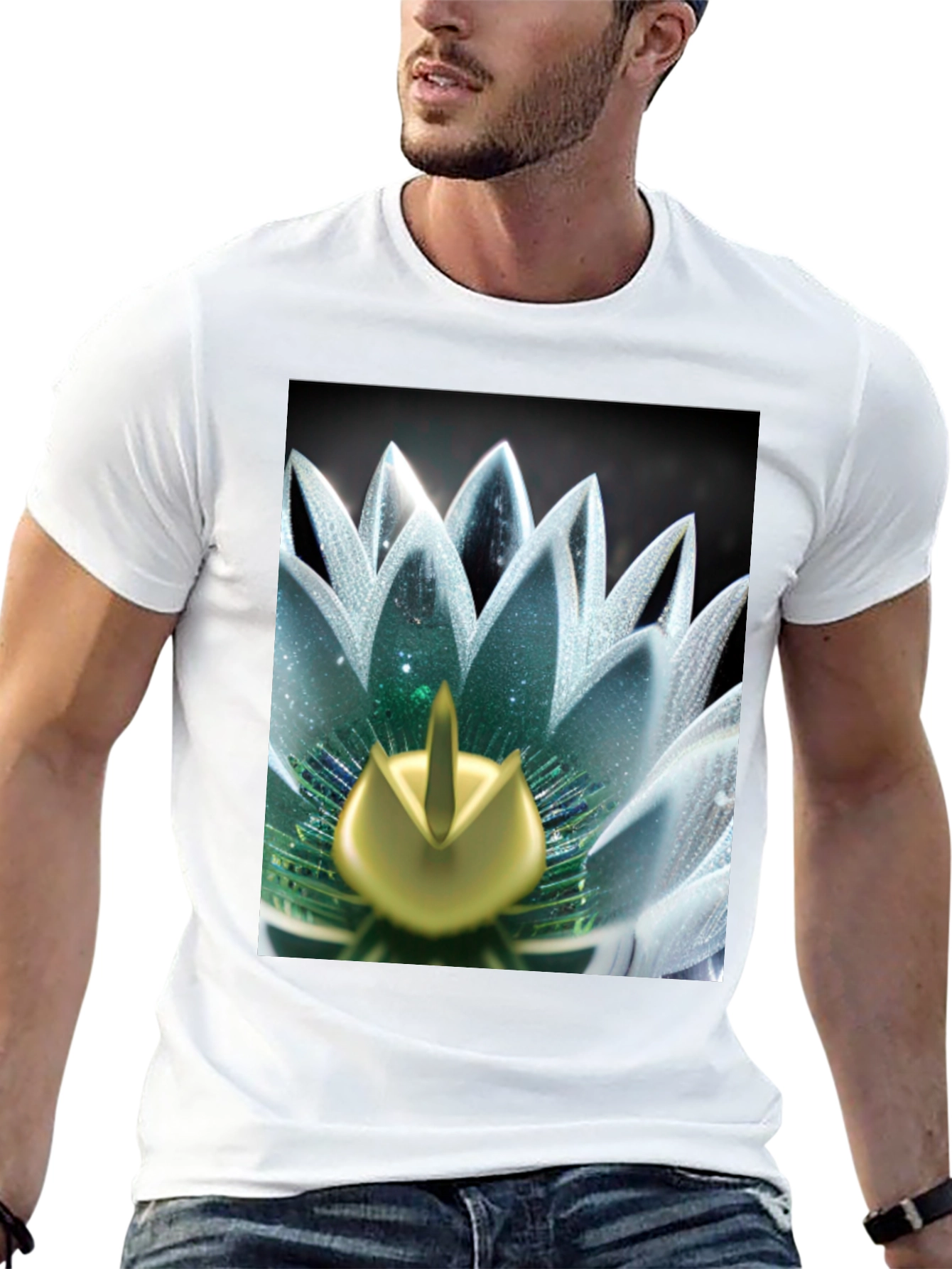 Lotus Flower Graphic Tee - Black Cotton Blend
