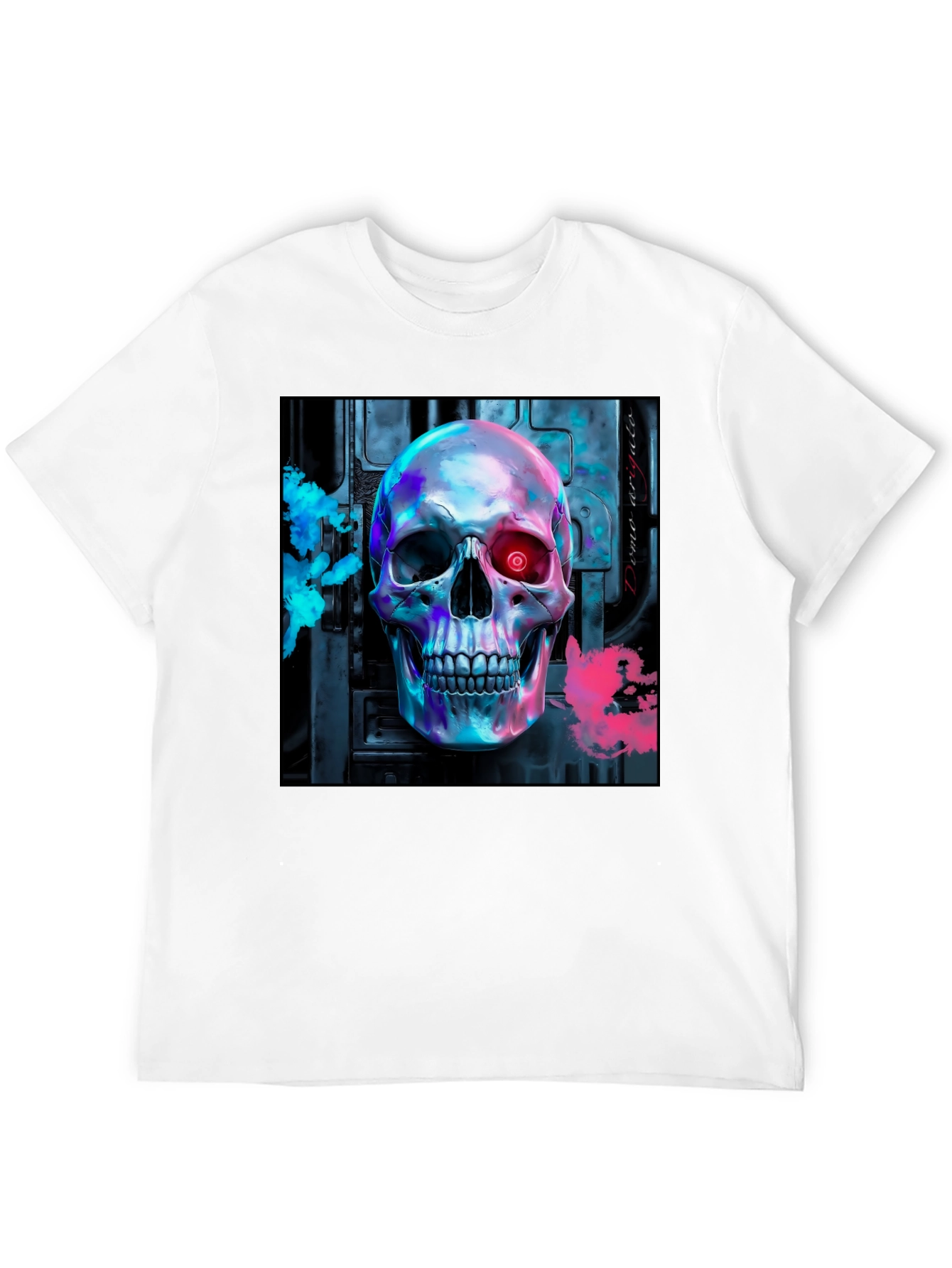 Cyberpunk Skull Graphic Tee - Futuristic Style