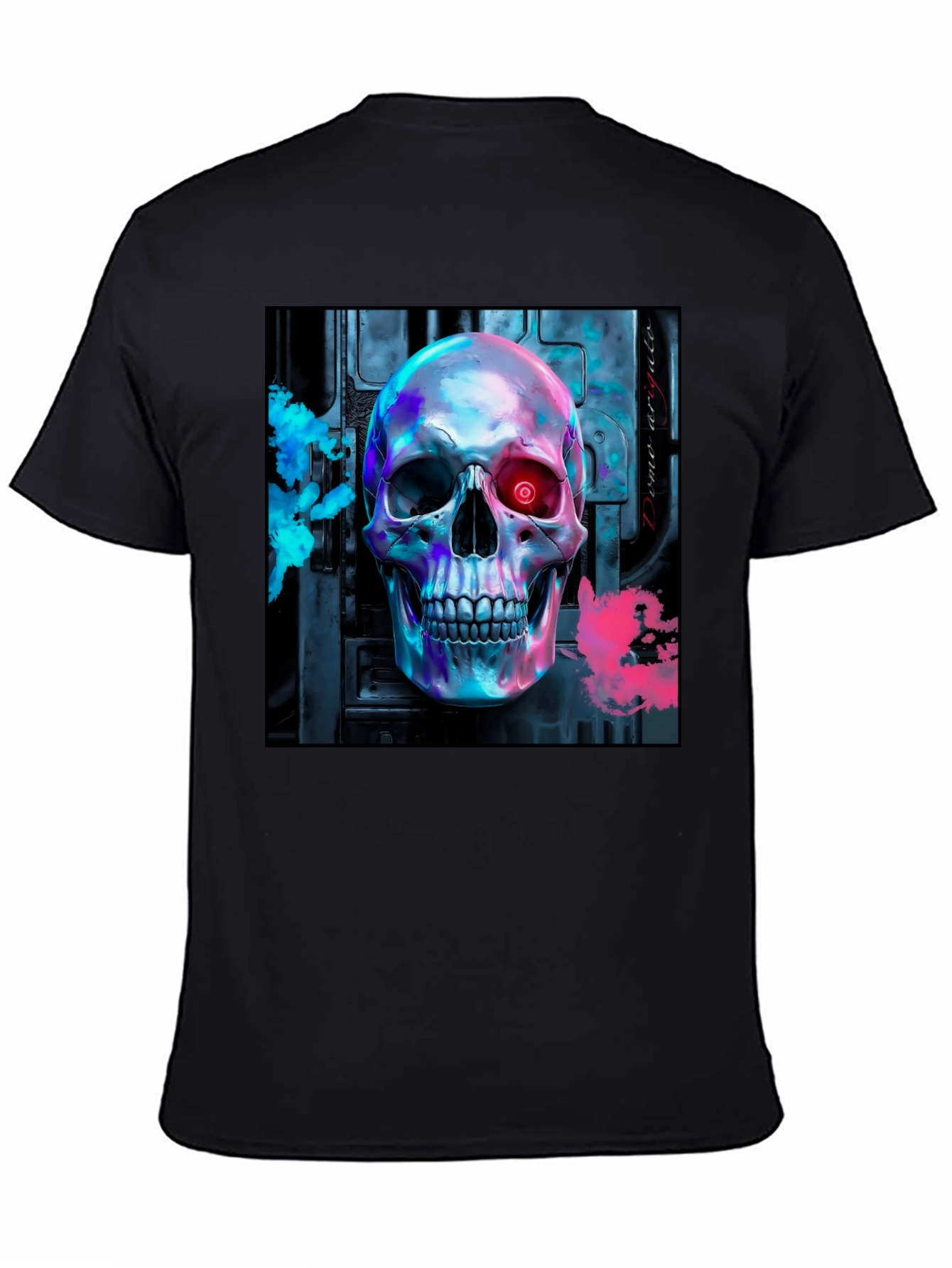 Cyberpunk Skull Graphic Tee - Futuristic Style
