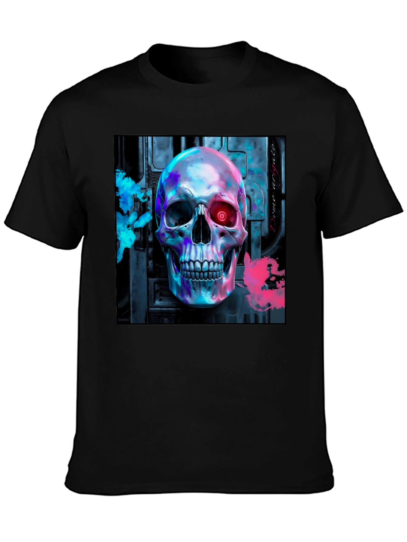 Cyberpunk Skull Graphic Tee - Futuristic Style