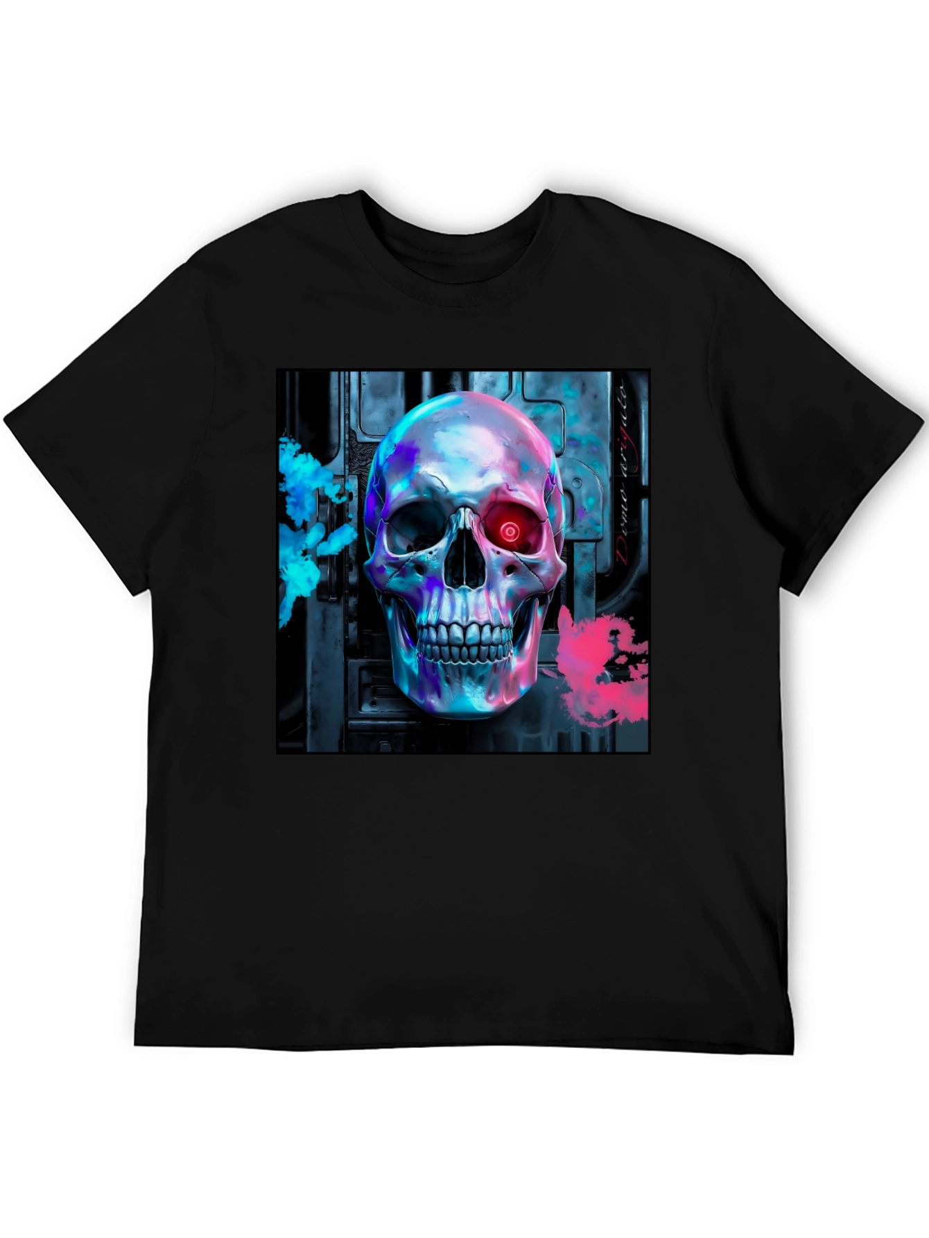Cyberpunk Skull Graphic Tee - Futuristic Style