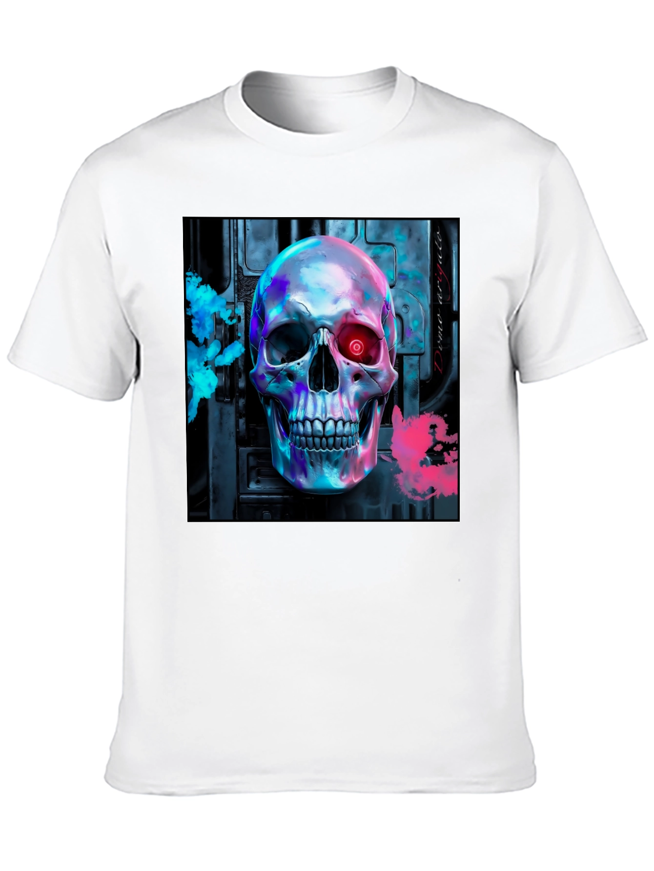 Cyberpunk Skull Graphic Tee - Futuristic Style