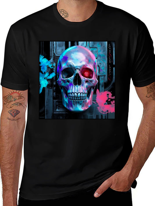 Cyberpunk Skull Graphic Tee - Futuristic Style