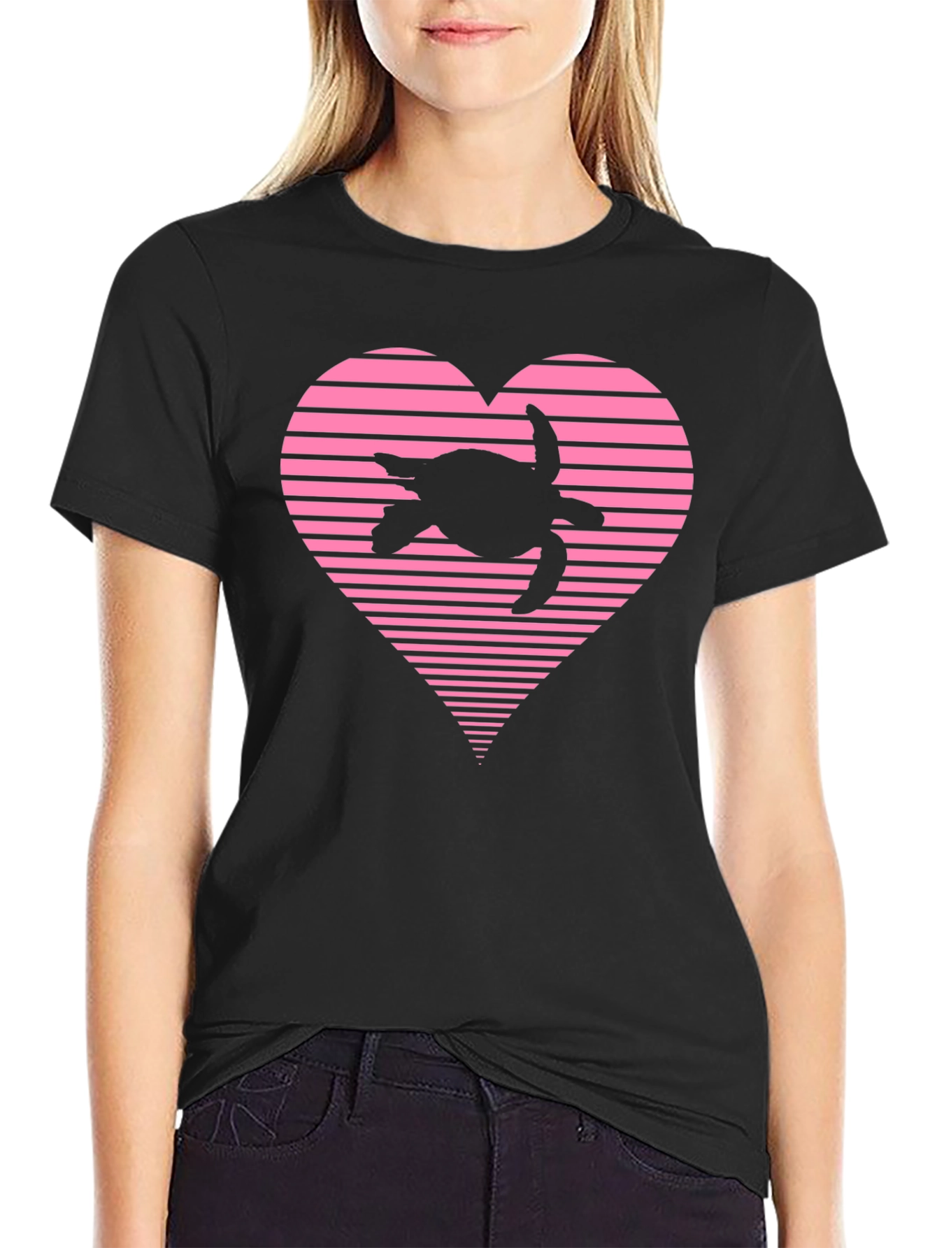Turtle Heart Black T-Shirt - Coastal Love