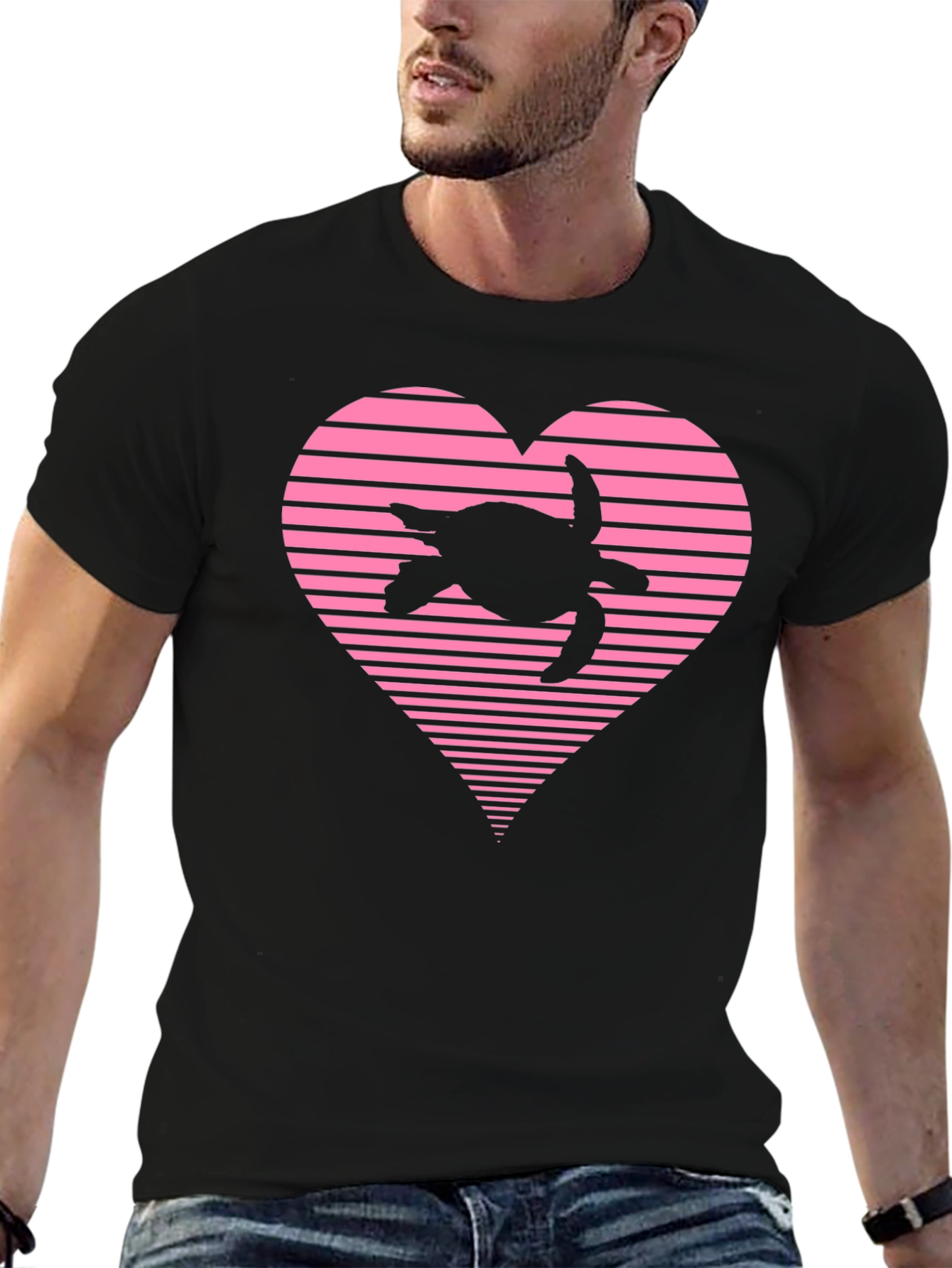 Turtle Heart Black T-Shirt - Coastal Love