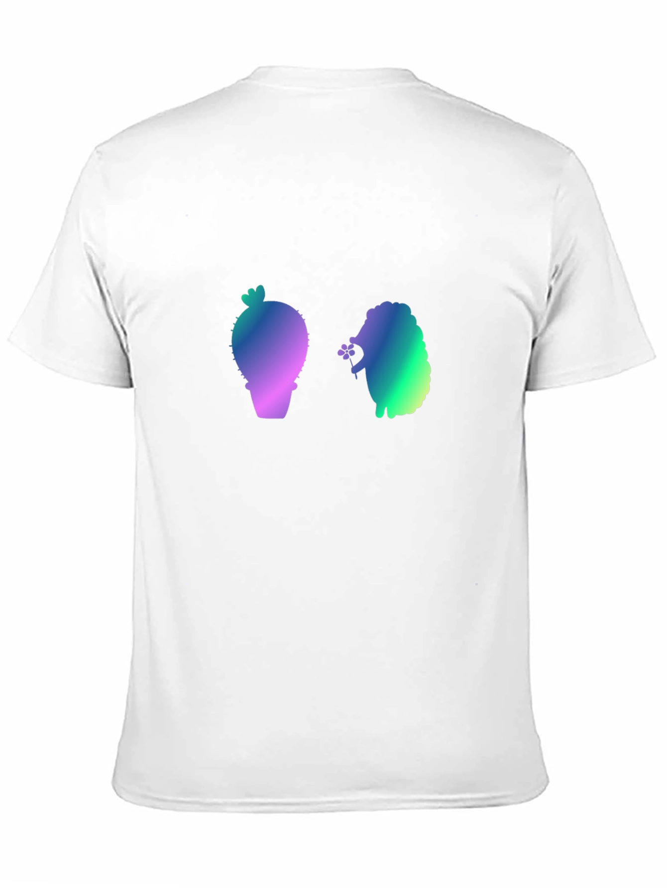 Cactus and Hedgehog Graphic Black T-Shirt