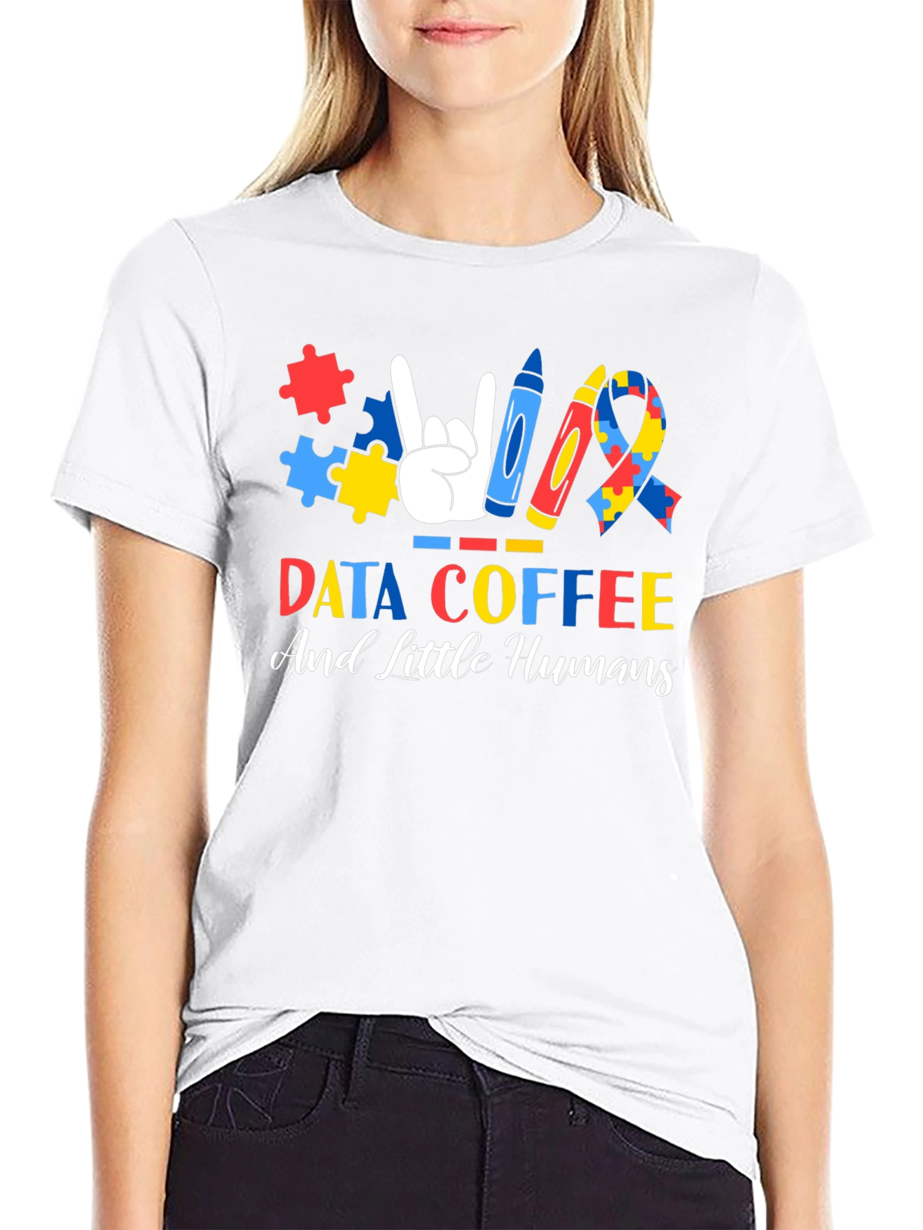 Autism Awareness T-Shirt: Data Coffee and Little Humans