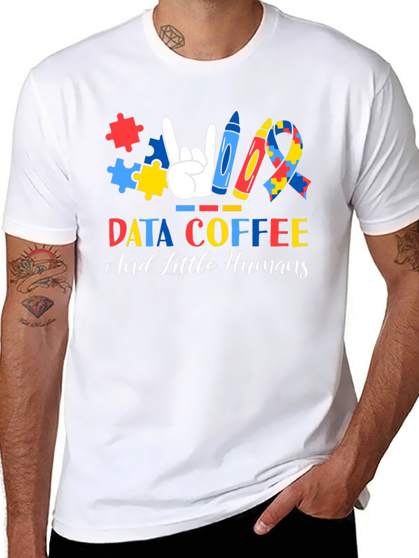 Autism Awareness T-Shirt: Data Coffee and Little Humans