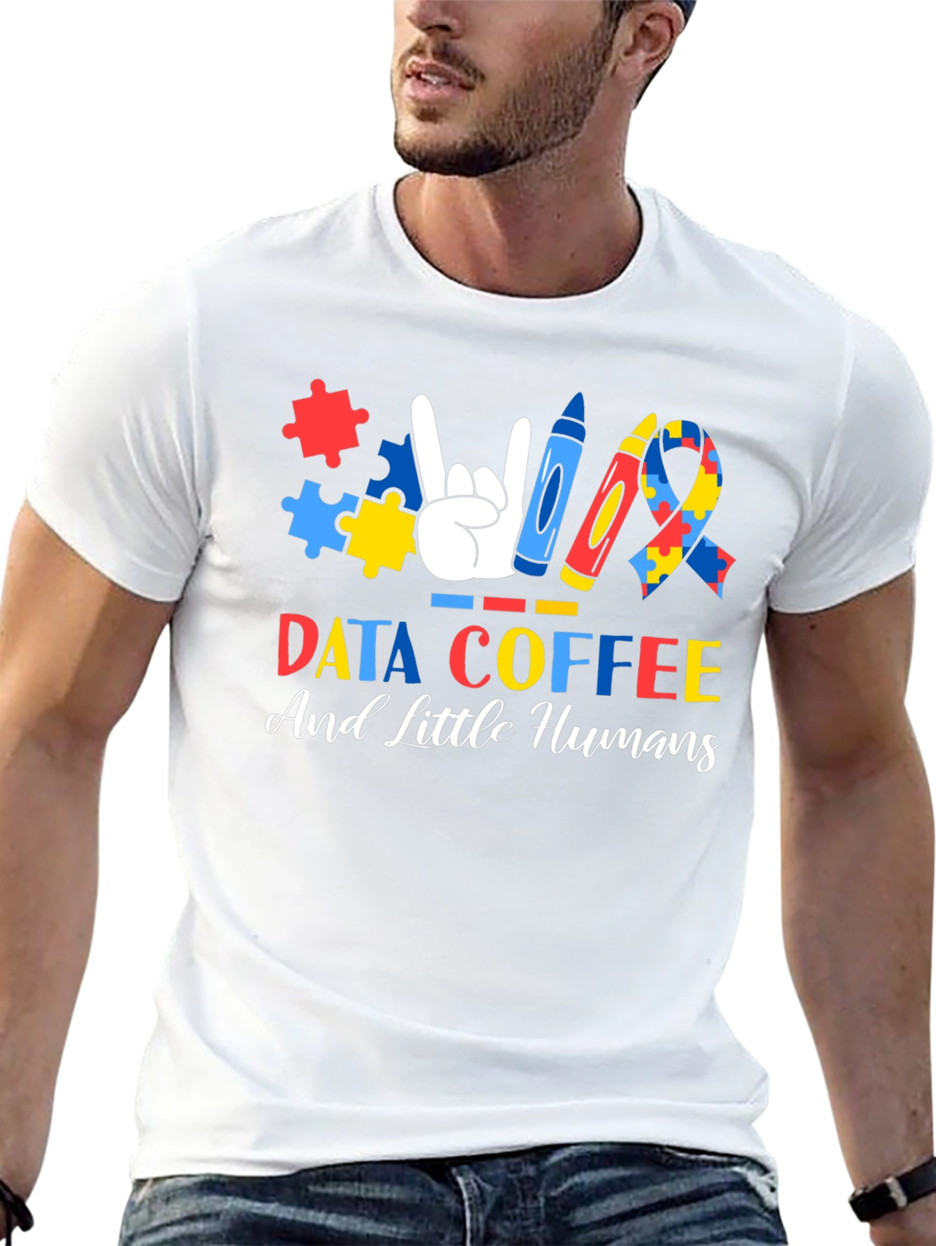 Autism Awareness T-Shirt: Data Coffee and Little Humans