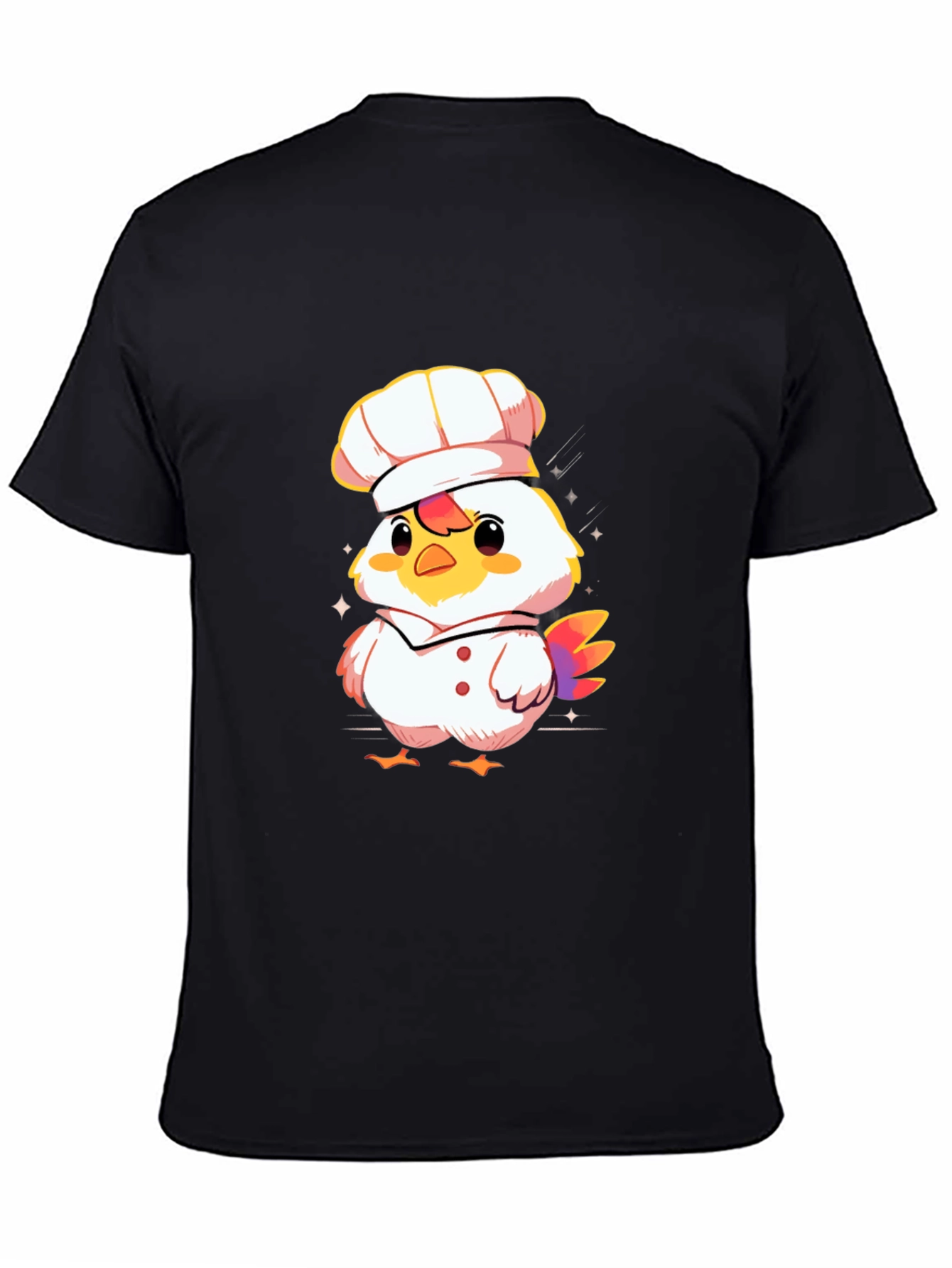 Chef Chicken Graphic Tee - Black Cotton T-Shirt