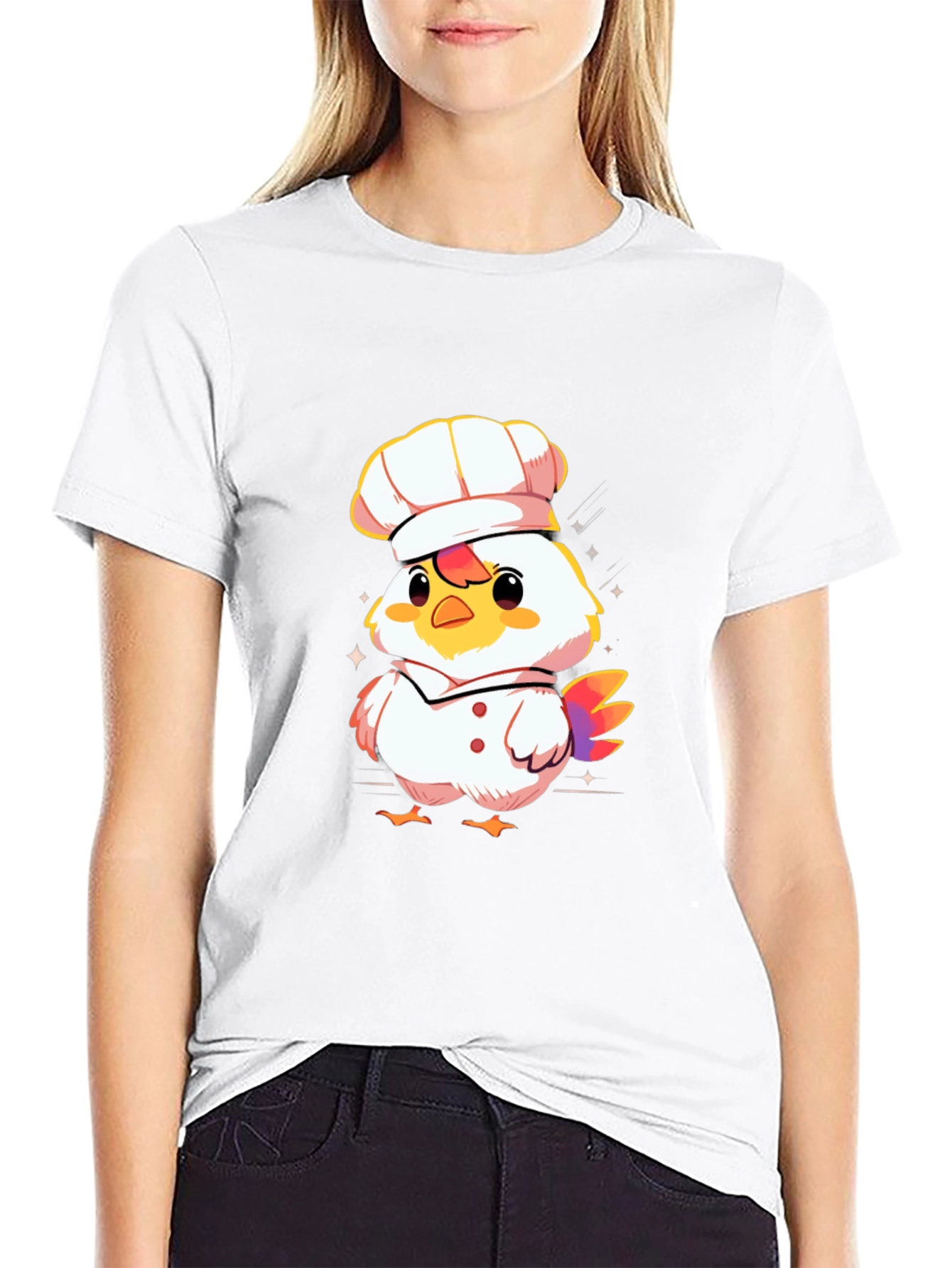 Chef Chicken Graphic Tee - Black Cotton T-Shirt