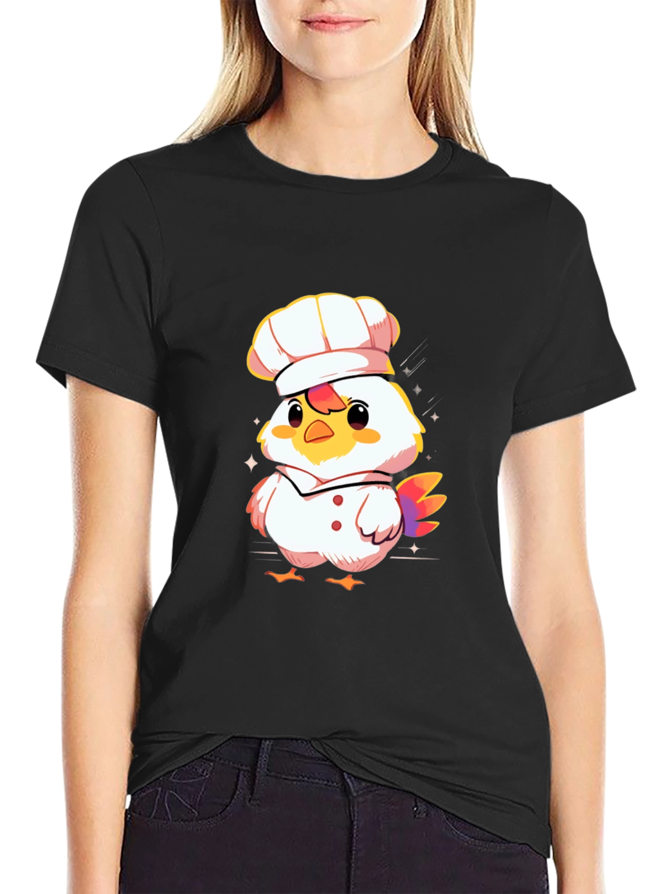 Chef Chicken Graphic Tee - Black Cotton T-Shirt