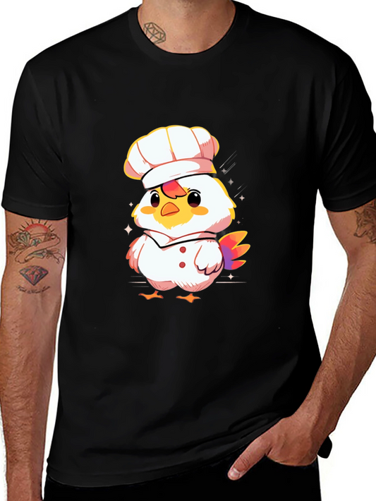 Chef Chicken Graphic Tee - Black Cotton T-Shirt