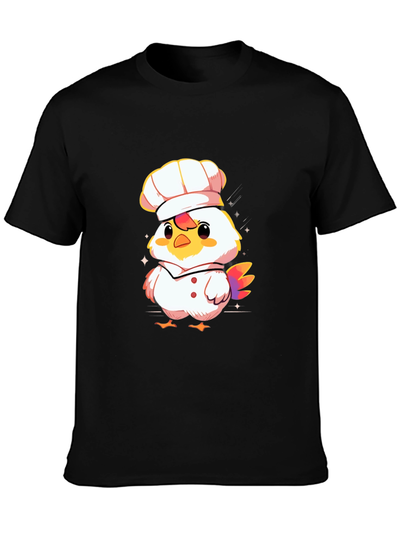 Chef Chicken Graphic Tee - Black Cotton T-Shirt