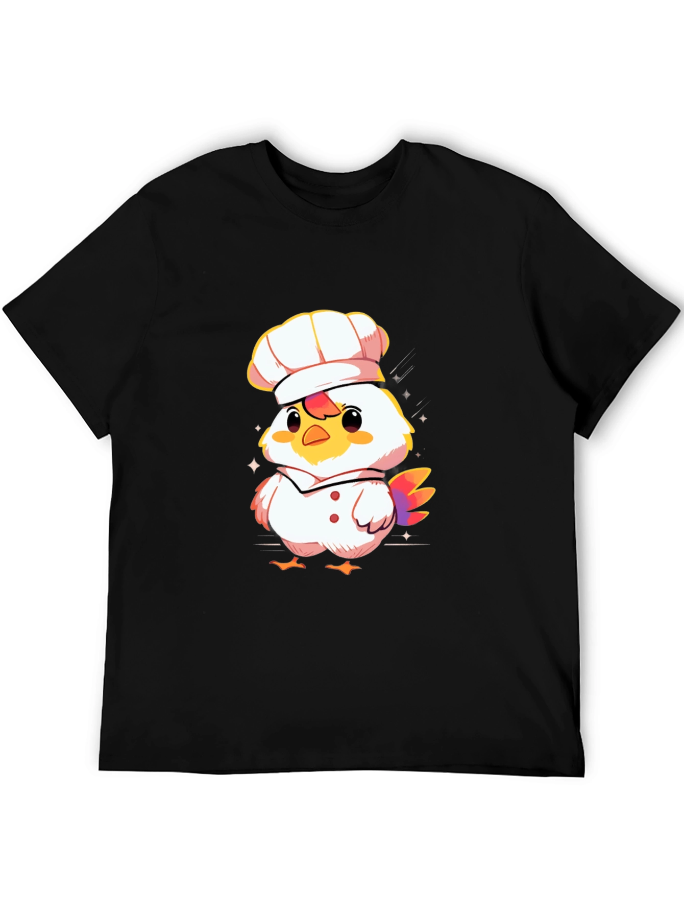 Chef Chicken Graphic Tee - Black Cotton T-Shirt