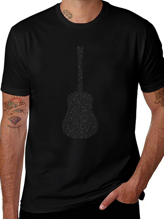 Guitar Silhouette Graphic Black T-Shirt