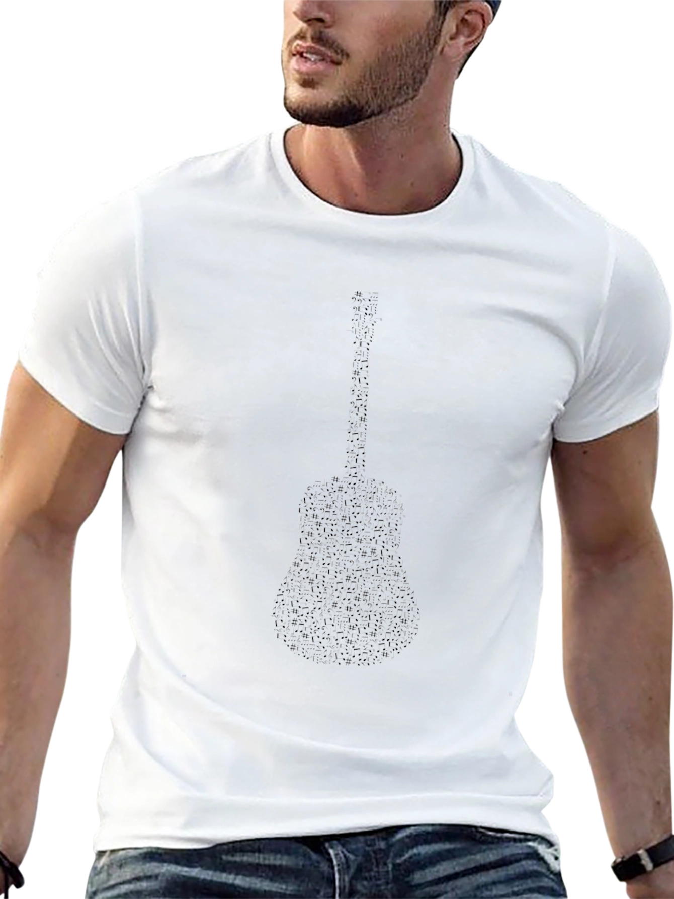Guitar Silhouette Graphic Black T-Shirt