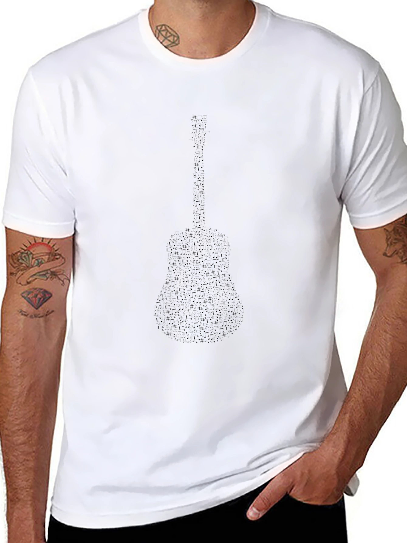 Guitar Silhouette Graphic Black T-Shirt