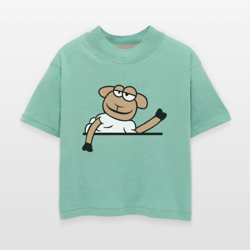 Sheep Waving Behind Wall Fence Sign Cool Smile Fun