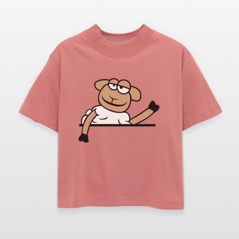 Sheep Waving Behind Wall Fence Sign Cool Smile Fun