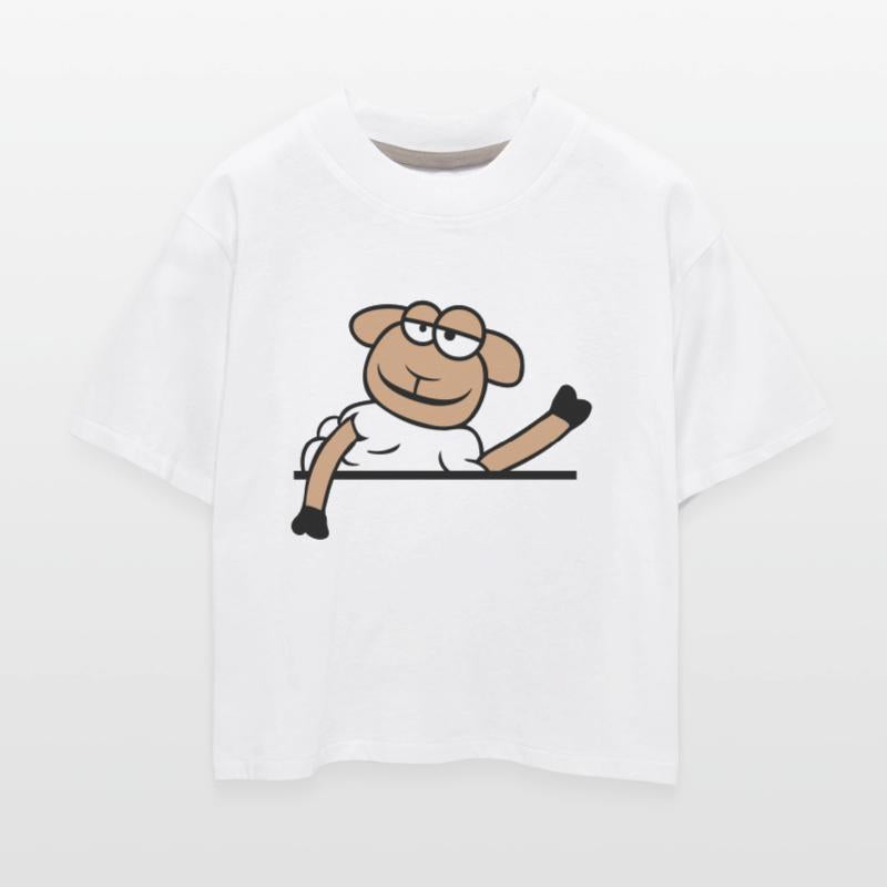 Sheep Waving Behind Wall Fence Sign Cool Smile Fun