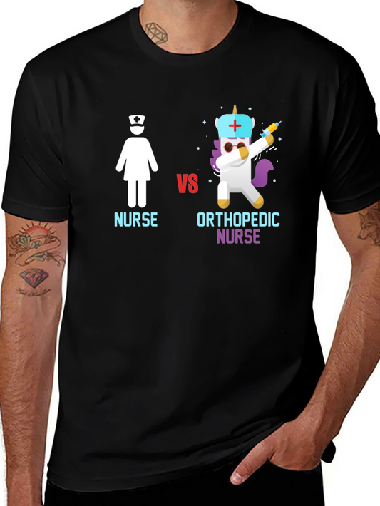 Nurse vs Orthopedic Nurse T-Shirt - Black Cotton Tee