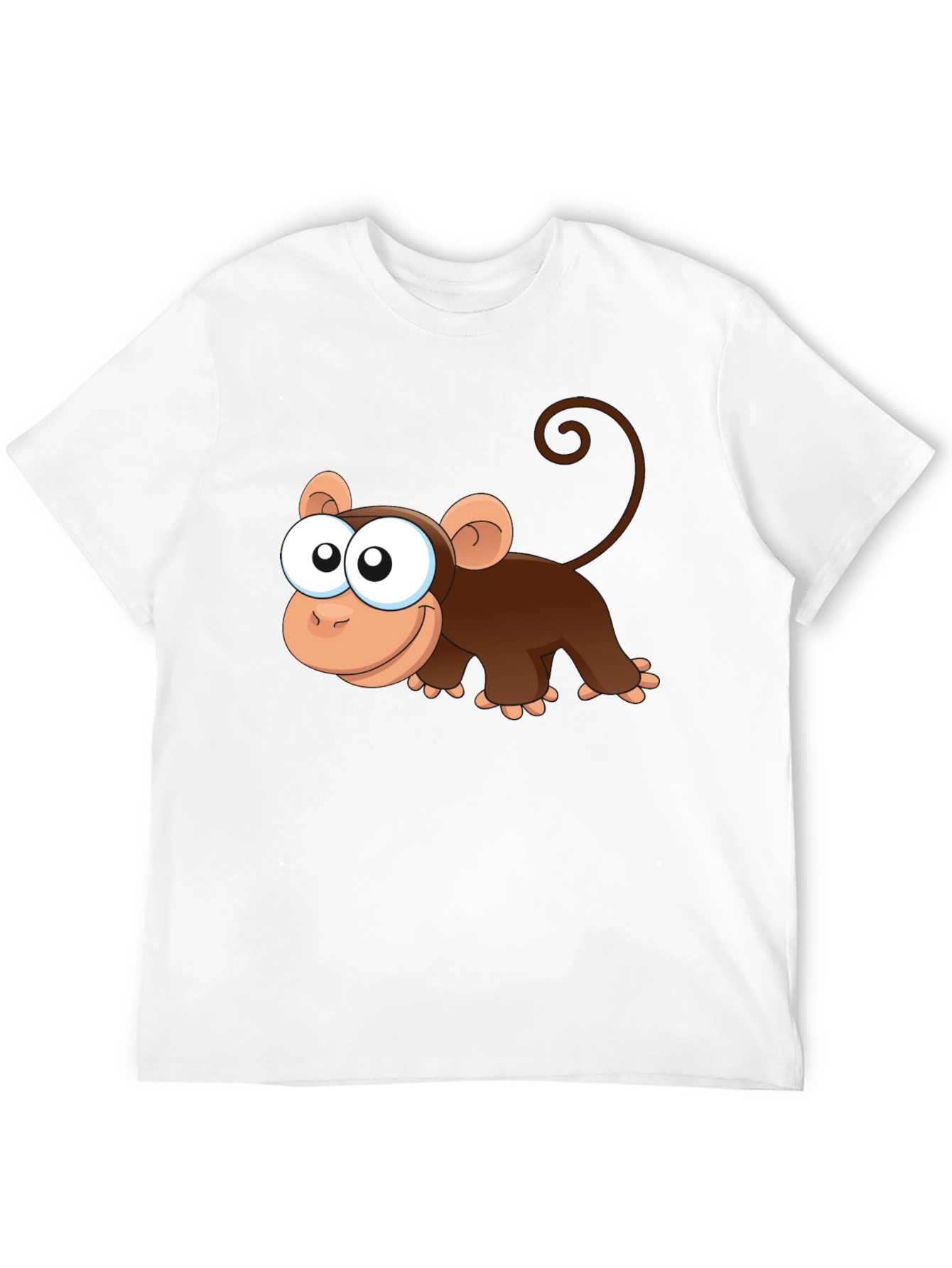 Cute Monkey Cartoon Black T-Shirt