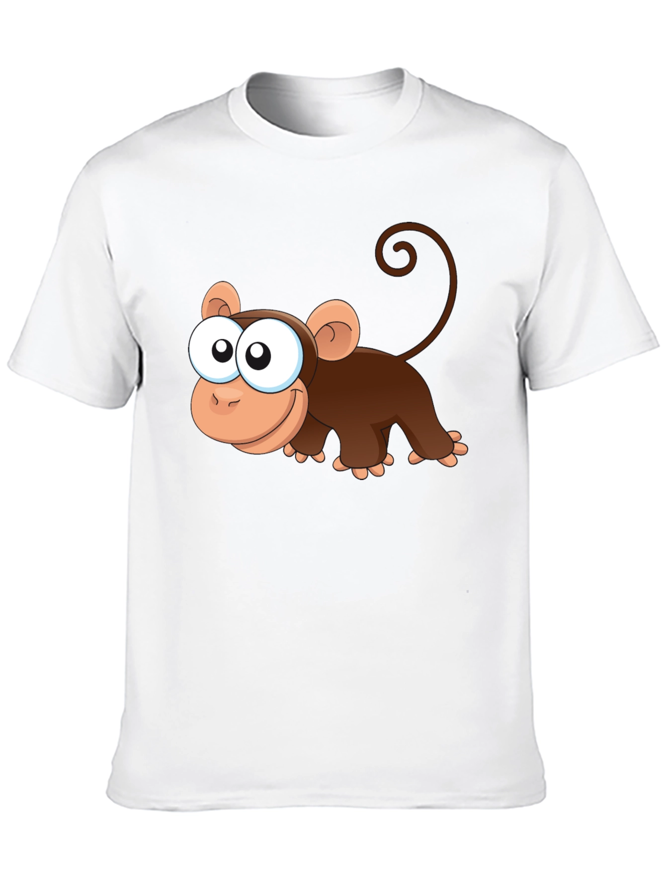 Cute Monkey Cartoon Black T-Shirt