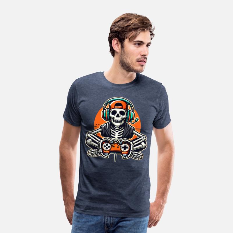 Skeleton Gamer Funny Retro Gaming Skull Art