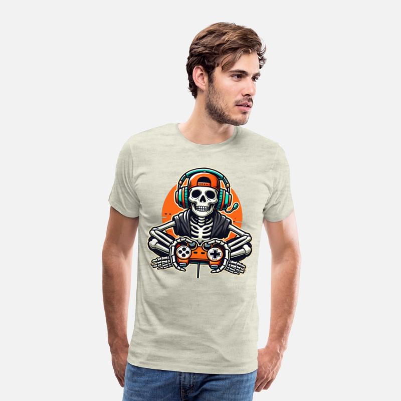 Skeleton Gamer Funny Retro Gaming Skull Art