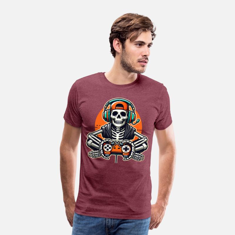 Skeleton Gamer Funny Retro Gaming Skull Art