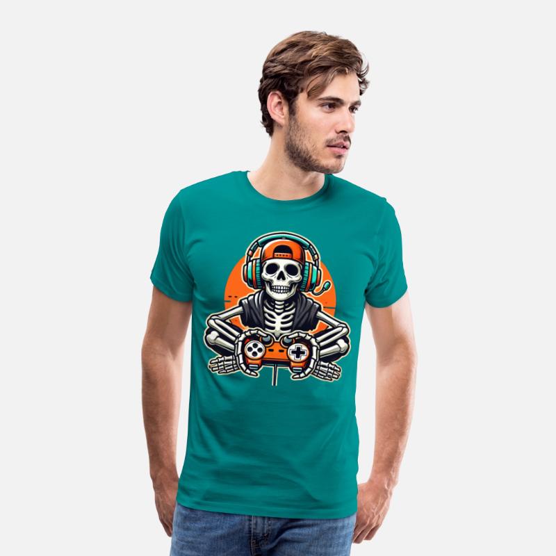 Skeleton Gamer Funny Retro Gaming Skull Art